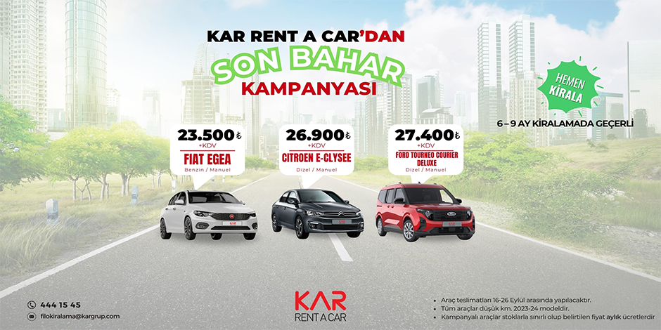 Kar Rent a Car'dan Son Bahar Kampanyası