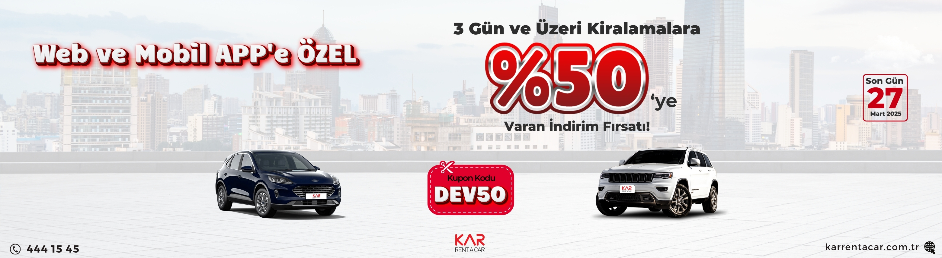 Web Sitesine ve Mobil App'e Özel %50 İndirim